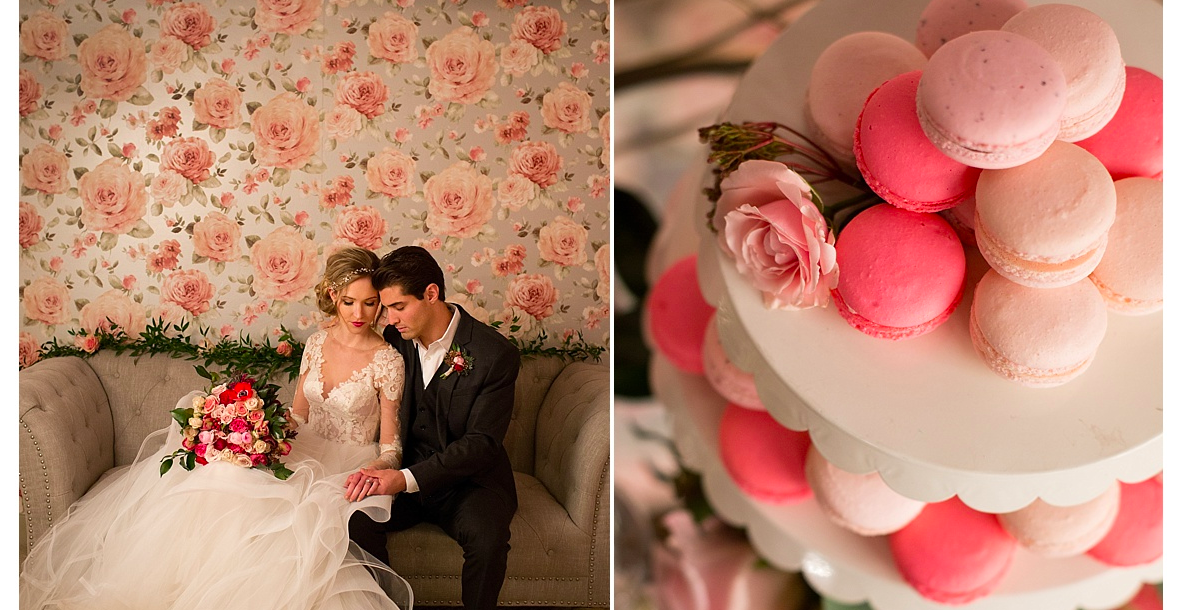 Pink macaron and floral wedding inspiration
