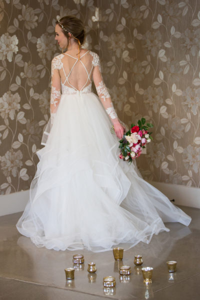 open back lace detailed wedding gown