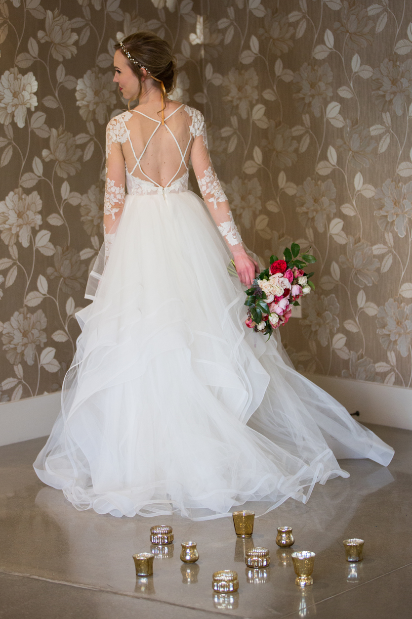 open back lace detailed wedding gown