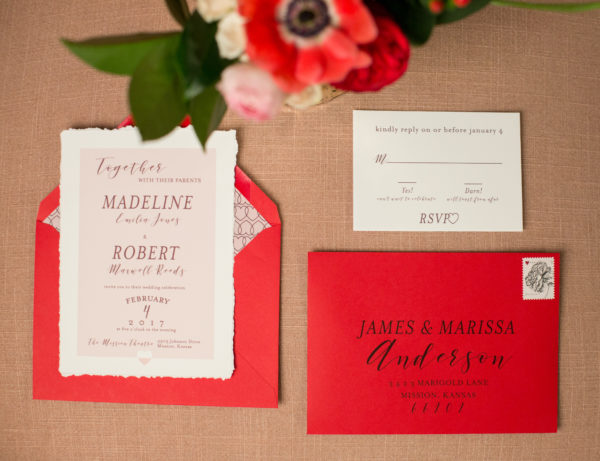 Bold and romantic wedding stationary