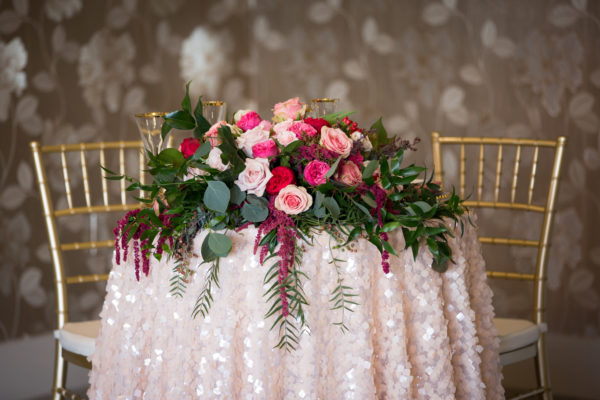 Romantic sweetheart table inspiration pink and gold
