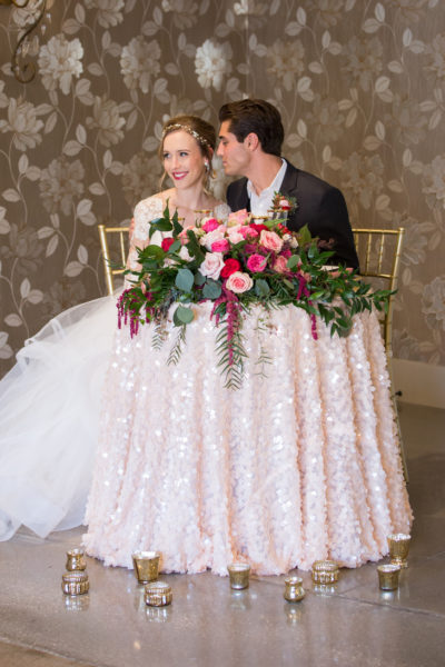 romantic pink sweetheart table idea
