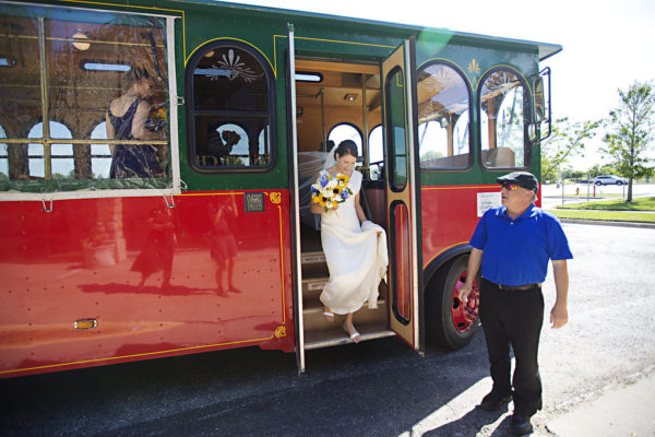 Crossroads tours wedding trolley
