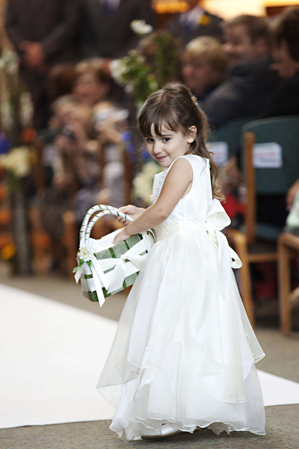 white floral girl dress and basket