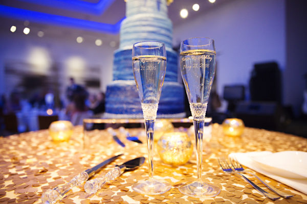 modern blue wedding cake